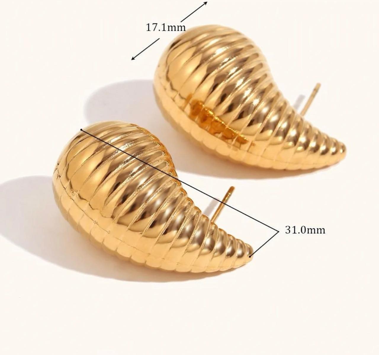 Striped Tear Drop Stud Earrings