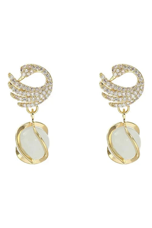 Crystal Swan Drop Earrings