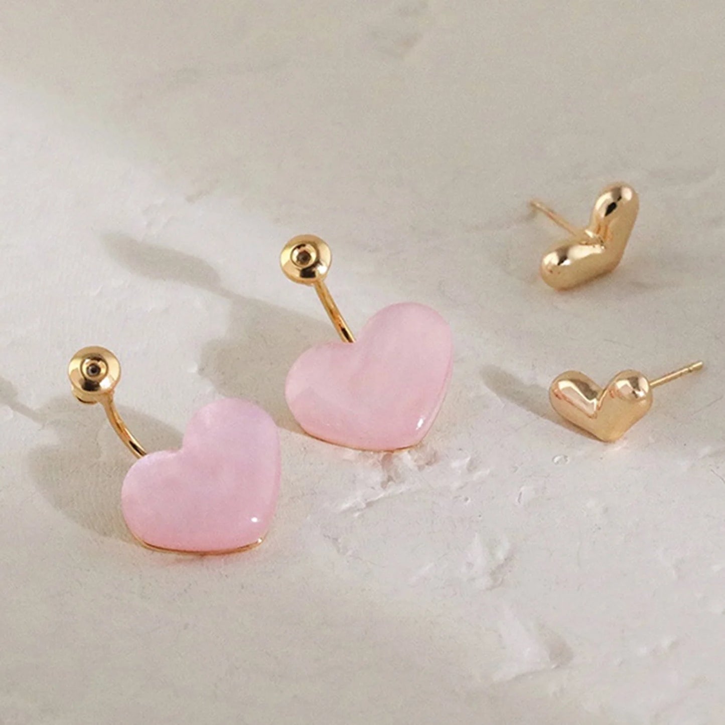 Cute Pink Heart Drop Earrings