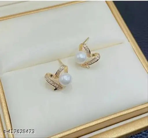 Pearl Heart Stud Earrings
