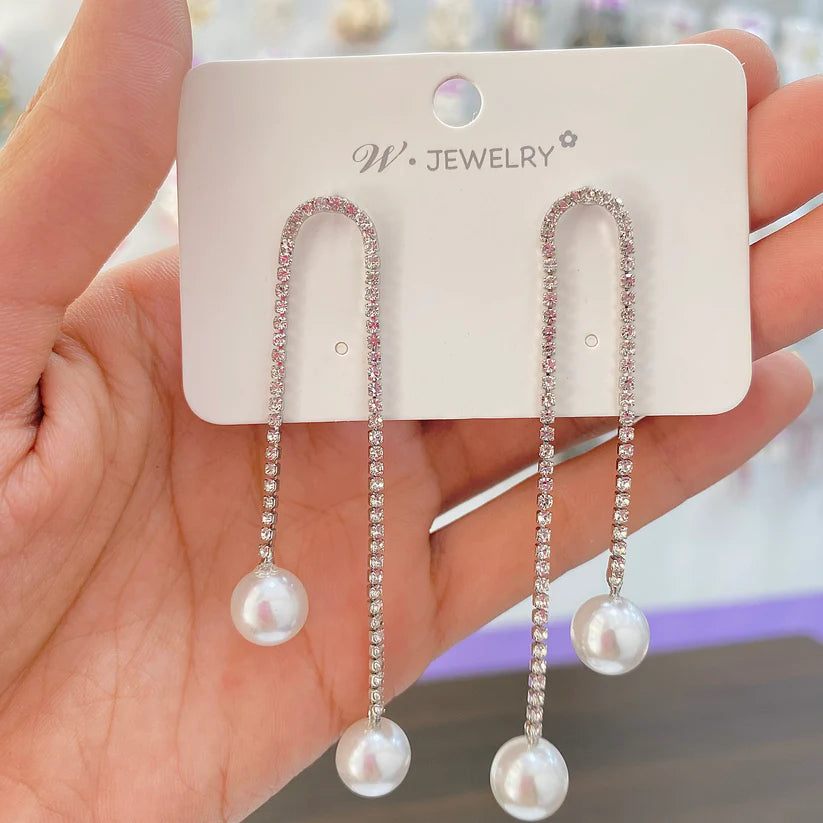 U Pearl Drop Party Glam Earrings