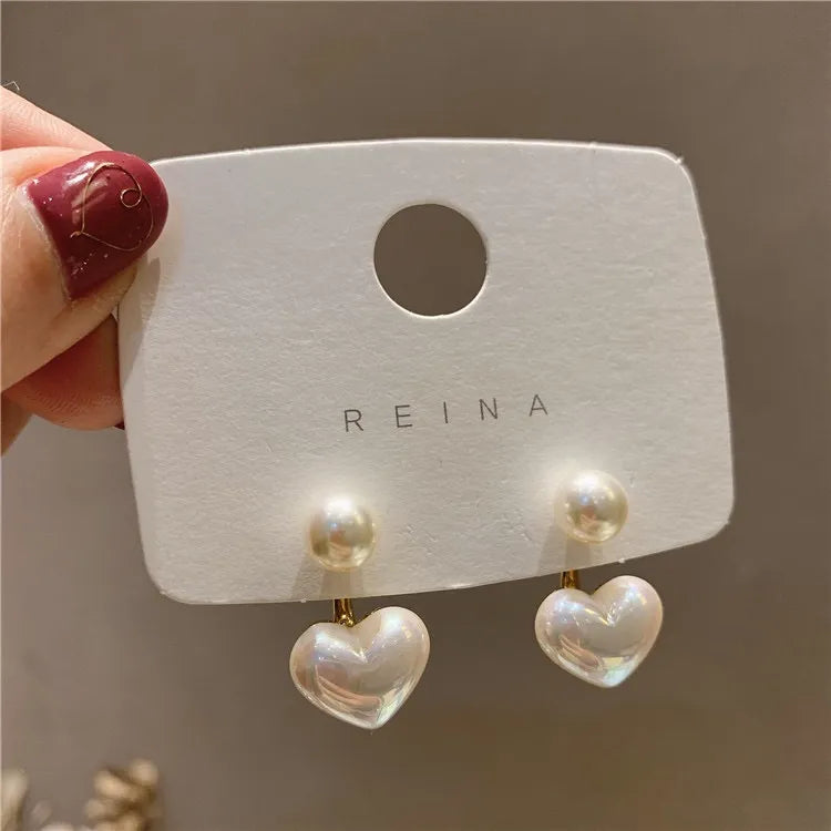 Pearl Heart Beautiful Drop Earrings