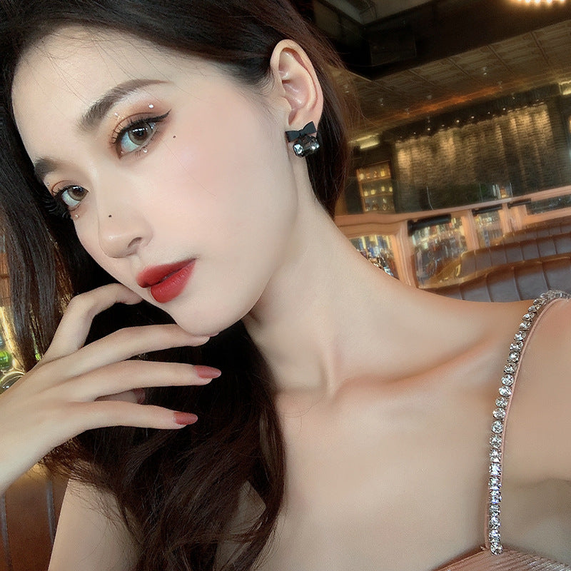 Midnight Majesty Bow Stud Earrings