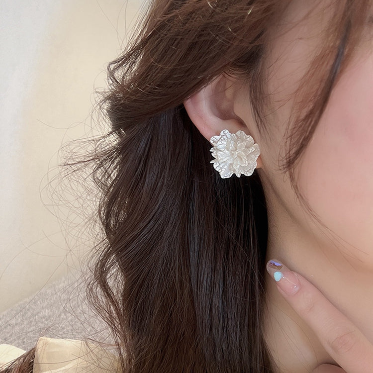 White Flower Stud Earrings
