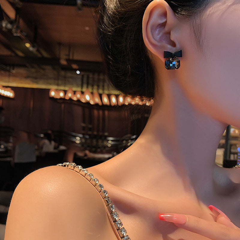 Midnight Majesty Bow Stud Earrings