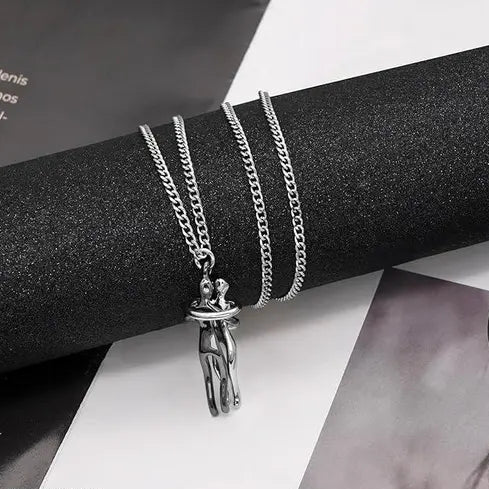 Romantic Hugging Couple Pendant Necklace
