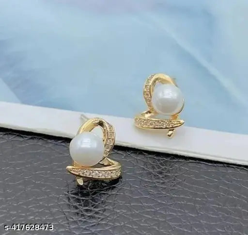 Pearl Heart Stud Earrings