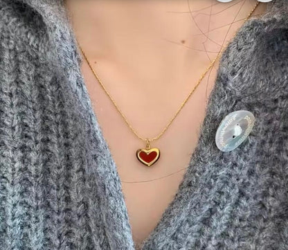 Minimalistic Red Heart Pendant Necklace