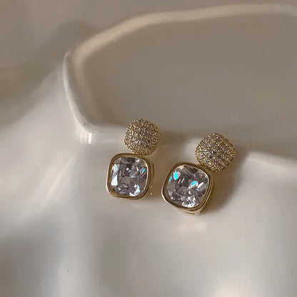 Geometric Shiny Square Drop Earrings