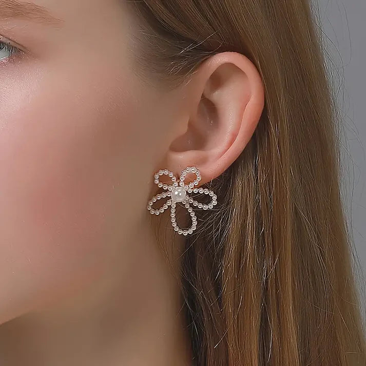 Pearl Blossom Flower Earrings