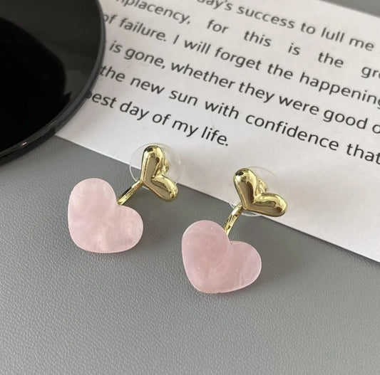 Cute Pink Heart Drop Earrings