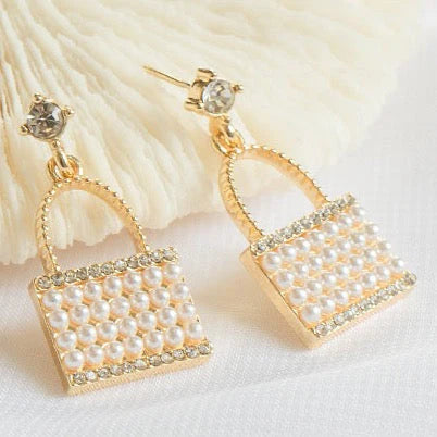 White Pearl Clutch Earrings