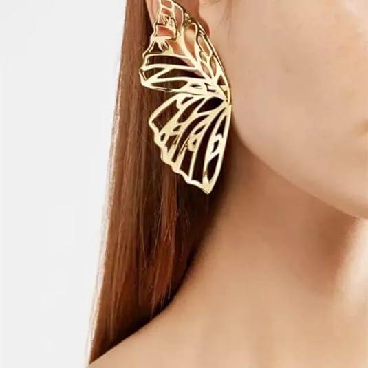 Butterfly Wings Golden Stud Statement Earrings