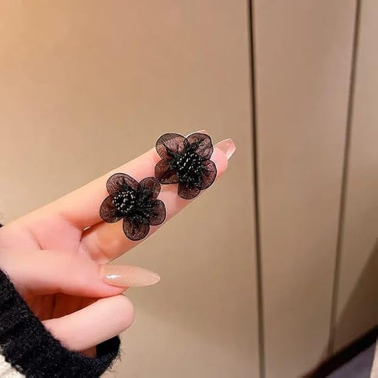 Black Flower Lace Stud Earrings