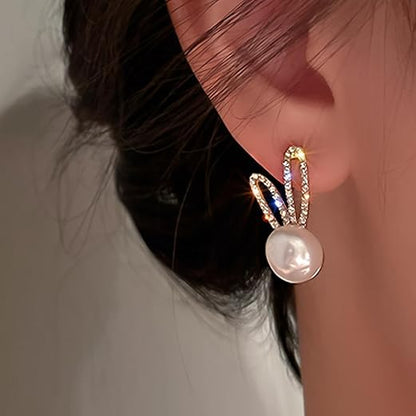 Bunny Ear Pearl Stud Earrings