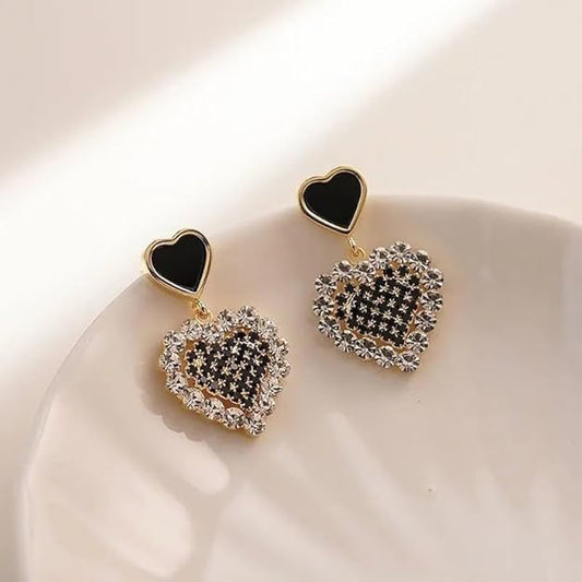 Stone Studded Heart Earrings