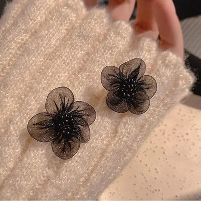 Black Flower Lace Stud Earrings