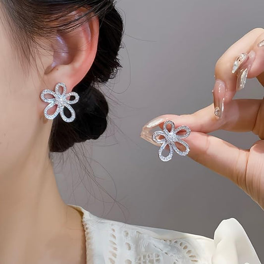 Zircon Pretty Flower Stud Earrings