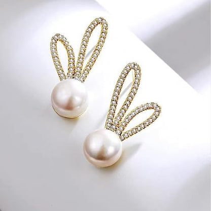 Bunny Ear Pearl Stud Earrings