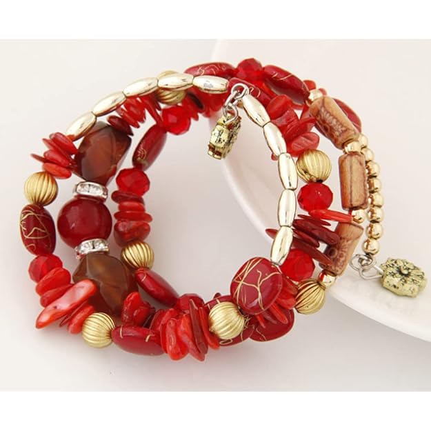 Fiery Boho Charm Bracelet