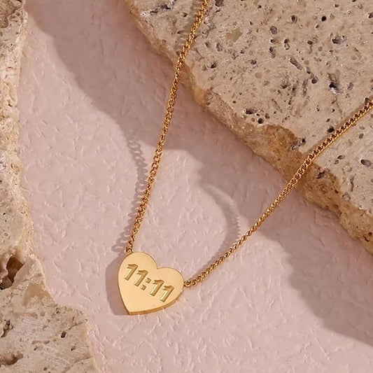 11:11 Heart 18k Gold Plated Necklace