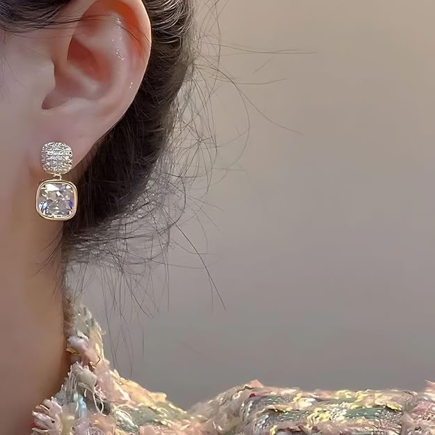 Geometric Shiny Square Drop Earrings