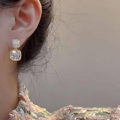 Geometric Shiny Square Drop Earrings