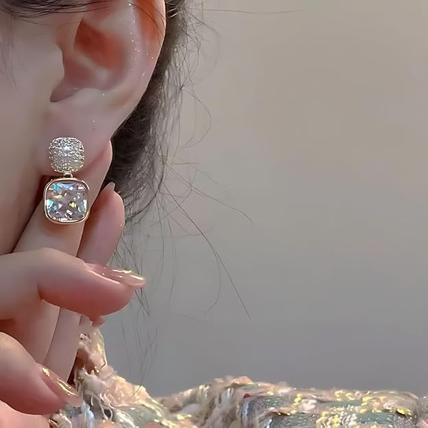 Geometric Shiny Square Drop Earrings