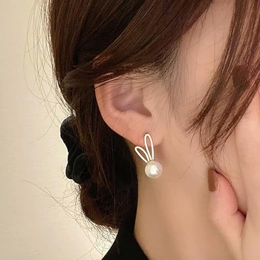 Bunny Ear Pearl Stud Earrings