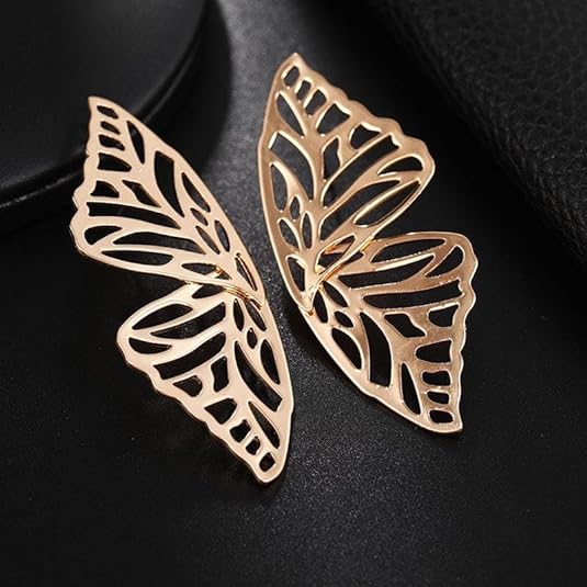 Butterfly Wings Golden Stud Statement Earrings