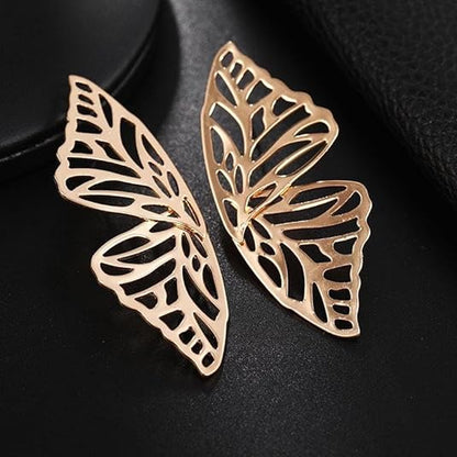 Butterfly Wings Golden Stud Statement Earrings