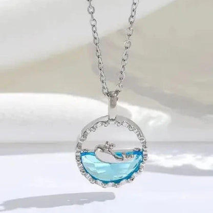 Blue Gem Chain Pendant Necklace