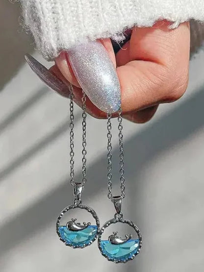 Blue Gem Chain Pendant Necklace