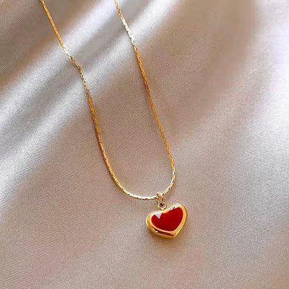 Minimalistic Red Heart Pendant Necklace