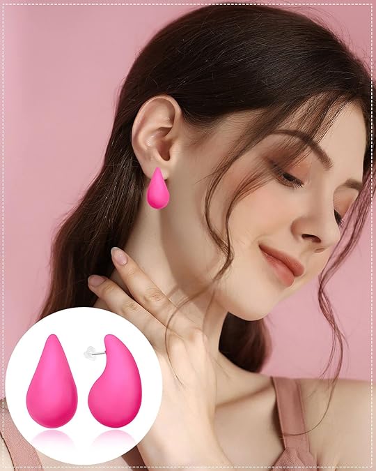 Pink Tear Drop Stud Earrings
