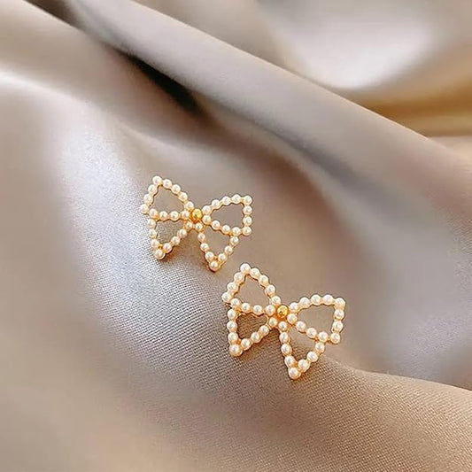 Perky Pearl Bow Earrings