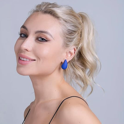 Royal Blue Tear Drop Stud Earrings