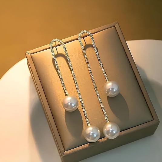 U Pearl Drop Party Glam Earrings