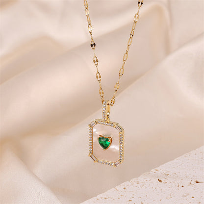 Emerald Green Heart Pendant Necklace