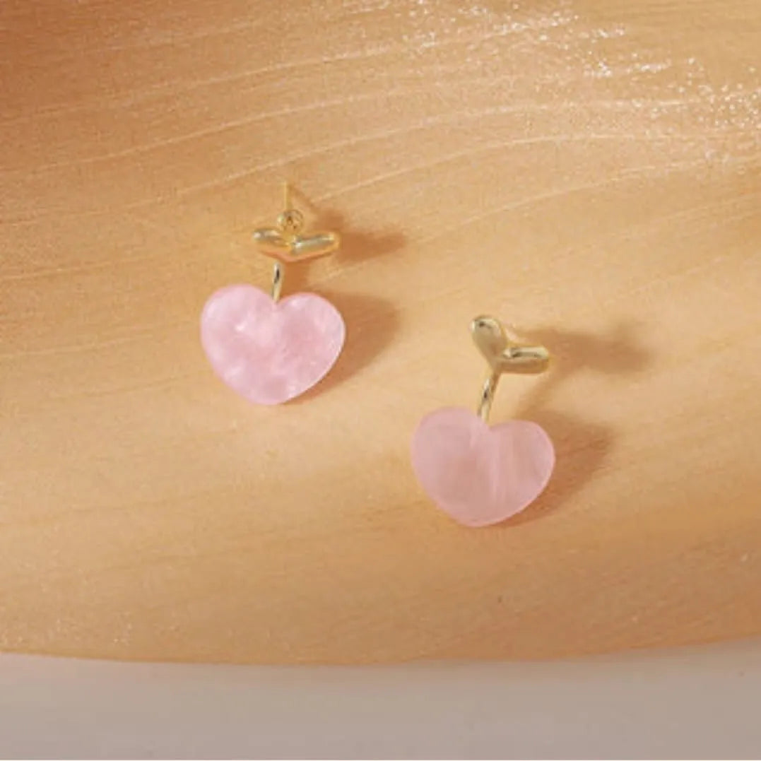 Cute Pink Heart Drop Earrings
