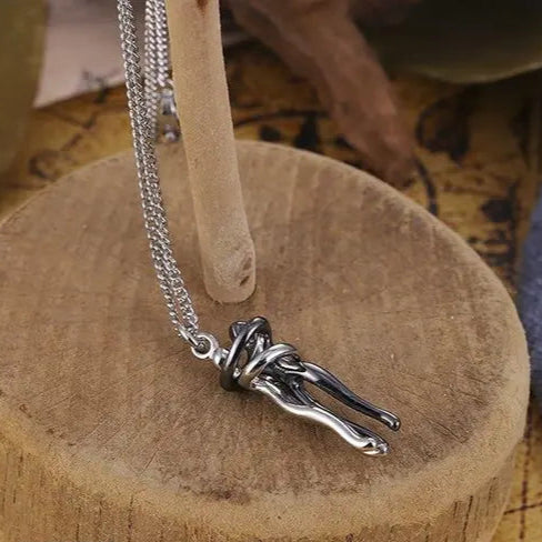 Romantic Hugging Couple Pendant Necklace