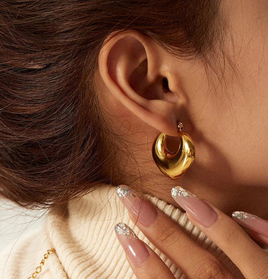 Chunky Gold Heart Hoop Earrings