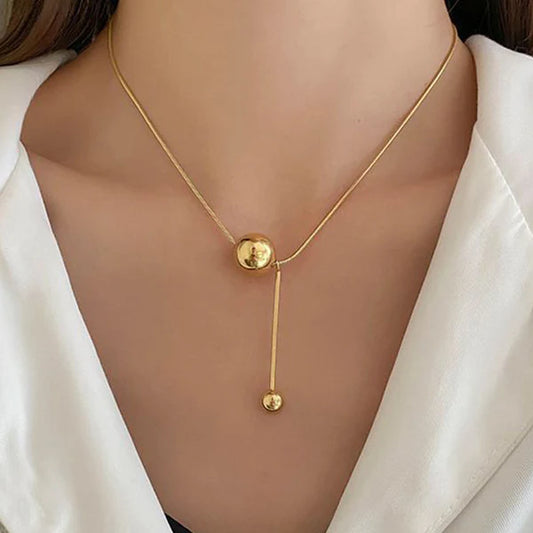 AULI 18K Gold Plated Bead Ball Necklace