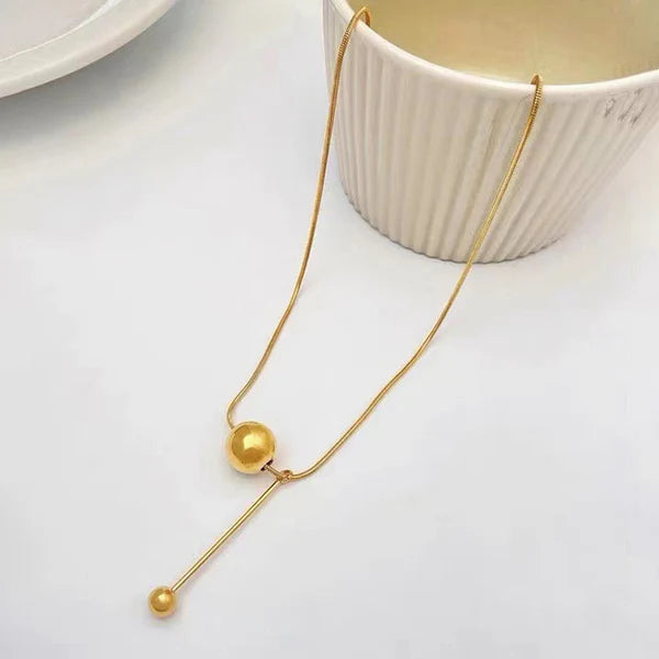 AULI 18K Gold Plated Bead Ball Necklace