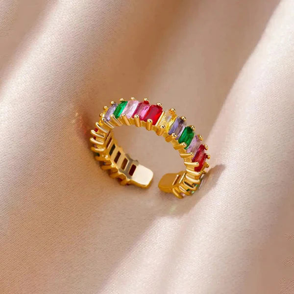 GOLD PLATED ANTI TARNISH MULTI COLOR RING