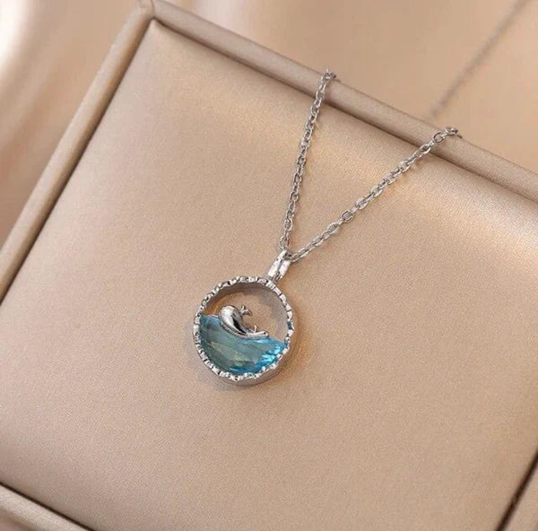 Blue Gem Chain Pendant Necklace