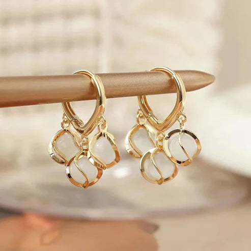 Crystal Opal Hoop Earrings