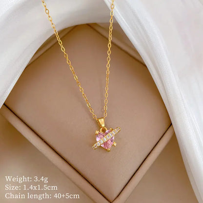 Pink Orbit Heart Necklace