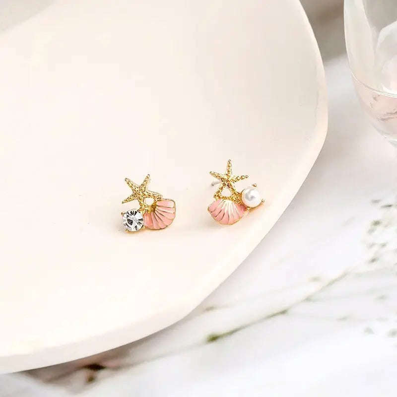 Starfish Shell Stud Earrings