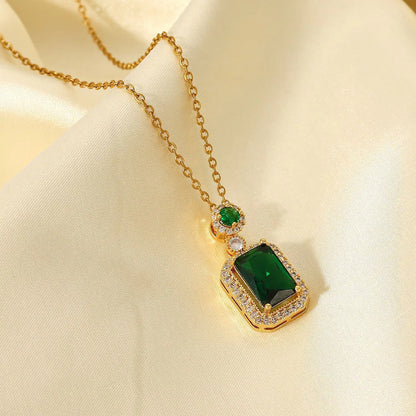 Green Emerald Elegance Pendant Necklace